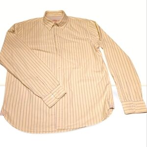 Brooks Brothers Mens XL All Supima Cotton Button Down Yellow Blue Stripes